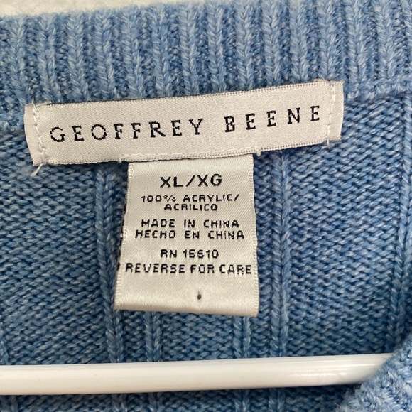 Geoffrey Beene light blue cable knit sweater men's size XL - Picture 5 of 5
